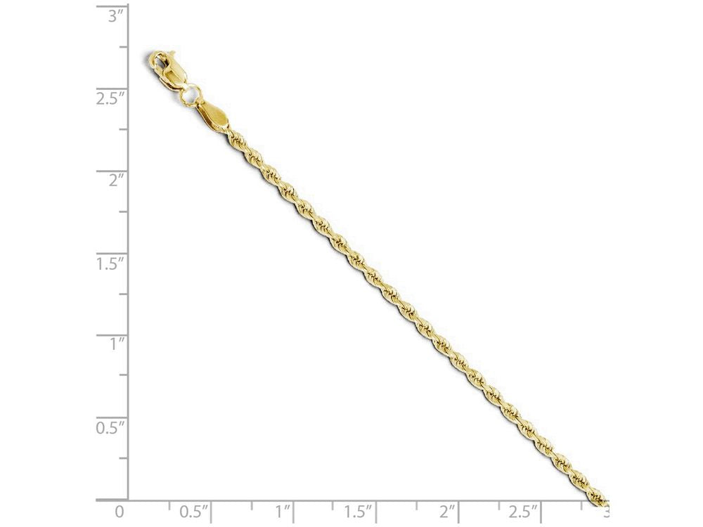 FJC Finejewelers 10k 2.9mm Bright Cut Lightweight Rope Chain Bracelet