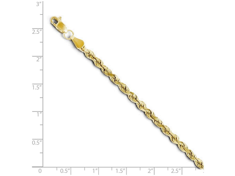 FJC Finejewelers 10k 3.5mm Bright Cut Lightweight Rope Chain Bracelet