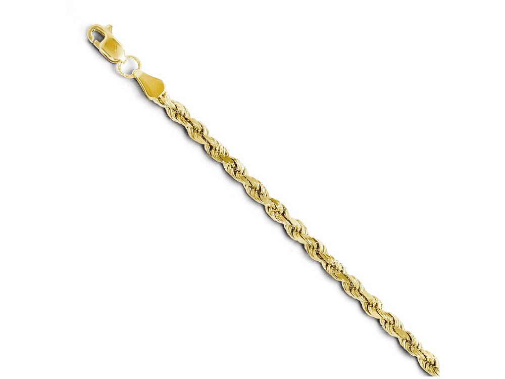FJC Finejewelers 10k 3.5mm Bright Cut Lightweight Rope Chain Bracelet