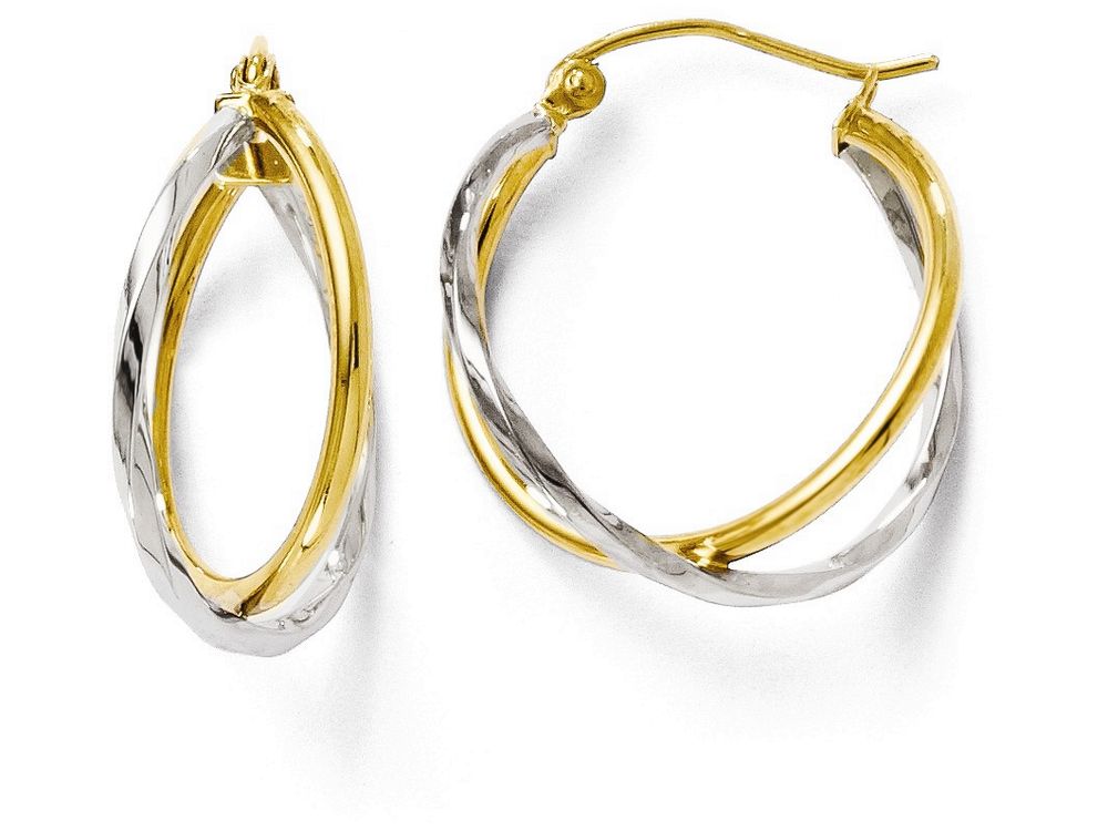 FJC Finejewelers 14 kt Two Tone Gold Polished Hinged Earrings