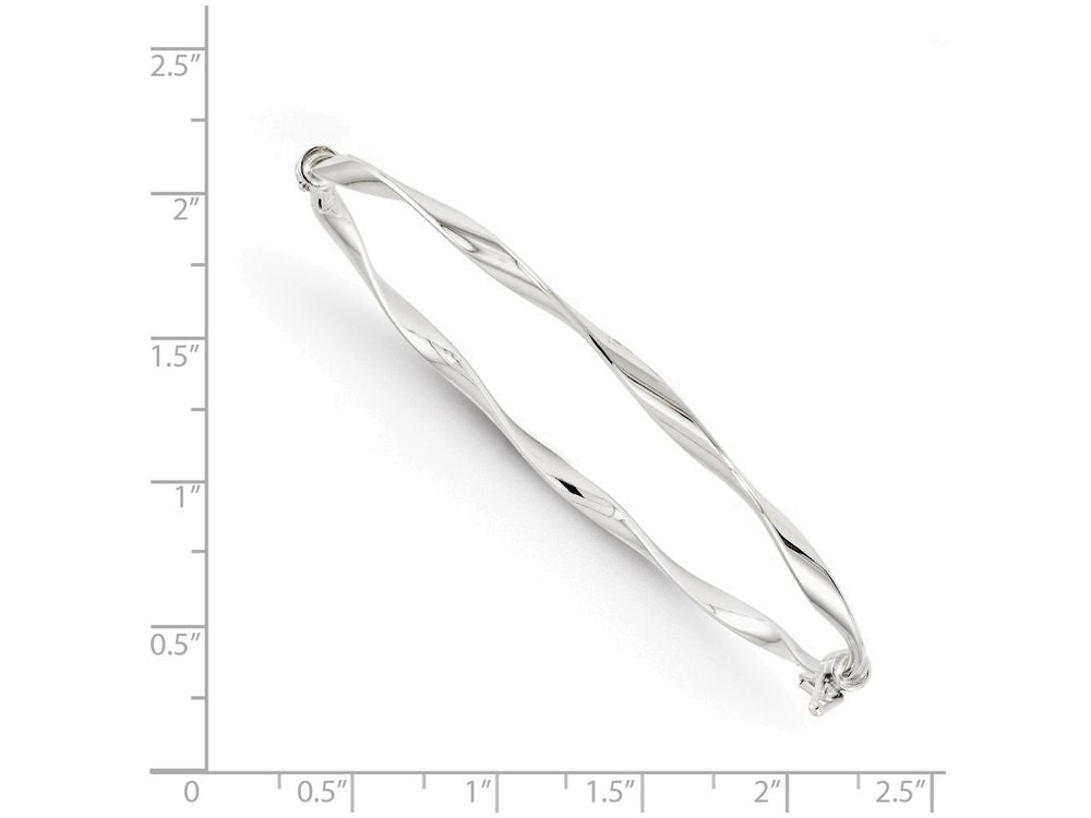 FJC Finejewelers 14k White Gold Polished Twisted Hinged Bangle