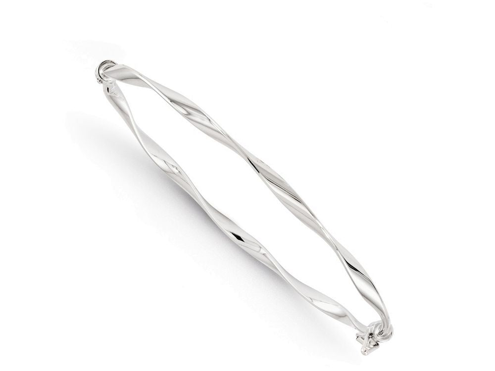 FJC Finejewelers 14k White Gold Polished Twisted Hinged Bangle