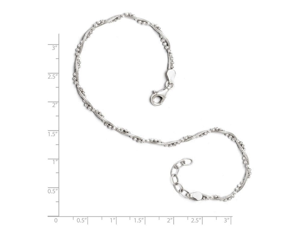 FJC Finejewelers Sterling Silver Adjustable Anklet (9-10)