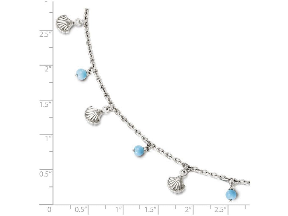FJC Finejewelers Sterling Silver Turquoise Anklet Adj. (9-10)