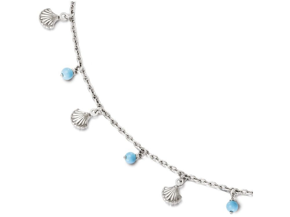 FJC Finejewelers Sterling Silver Turquoise Anklet Adj. (9-10)