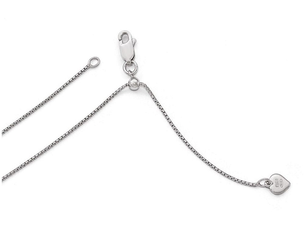 FJC Finejewelers Sterling Silver Round Rectangle Box Adjustable Chain Necklace