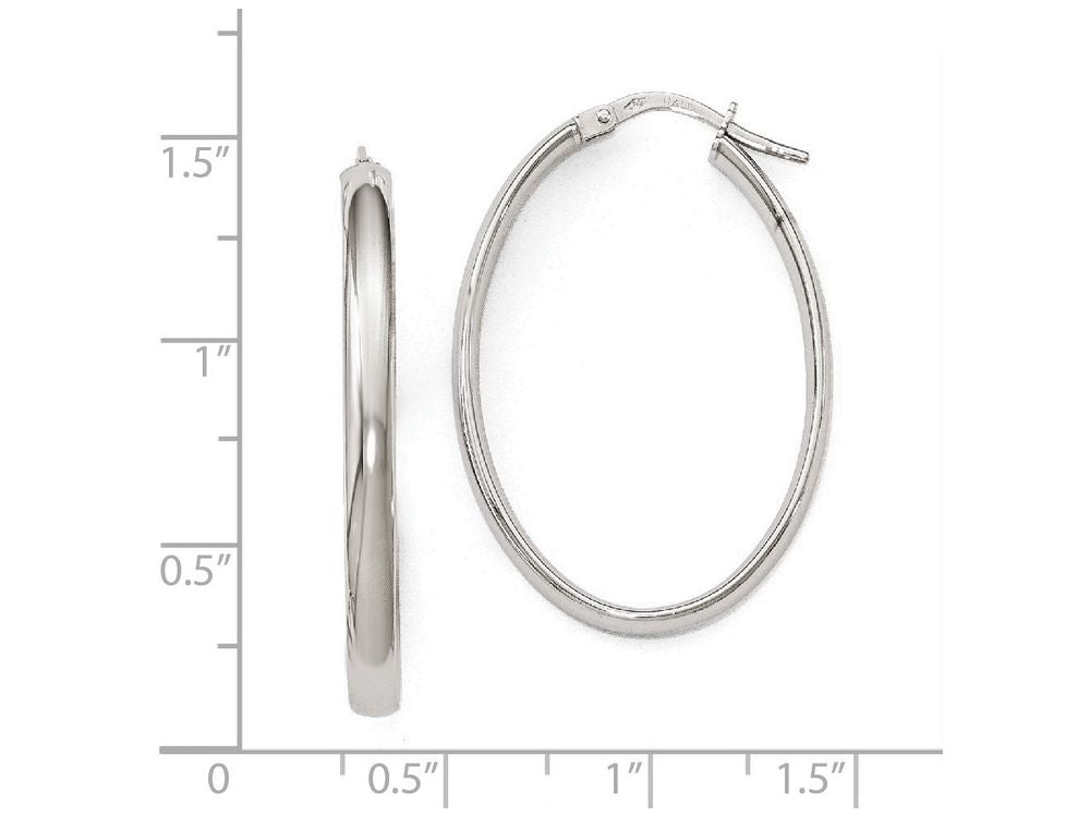 FJC Finejewelers 14k White Gold Polished Oval Hoop Earrings
