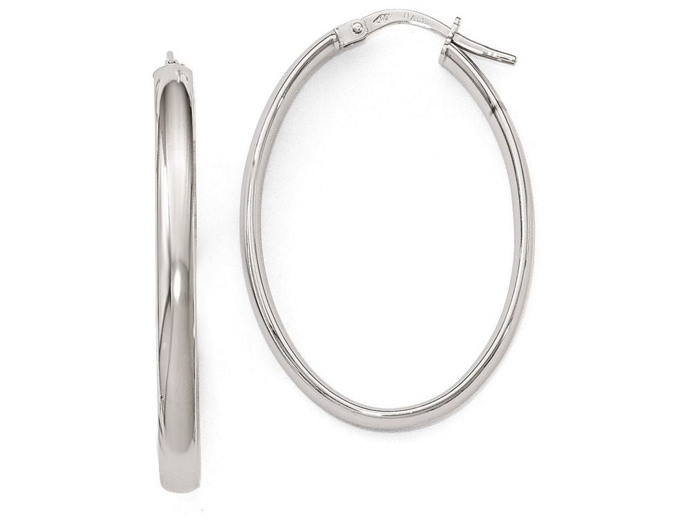 FJC Finejewelers 14k White Gold Polished Oval Hoop Earrings