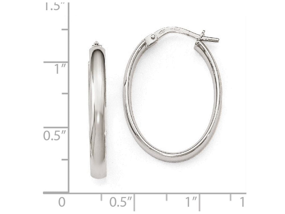 FJC Finejewelers 14k White Gold Polished Oval Hoop Earrings