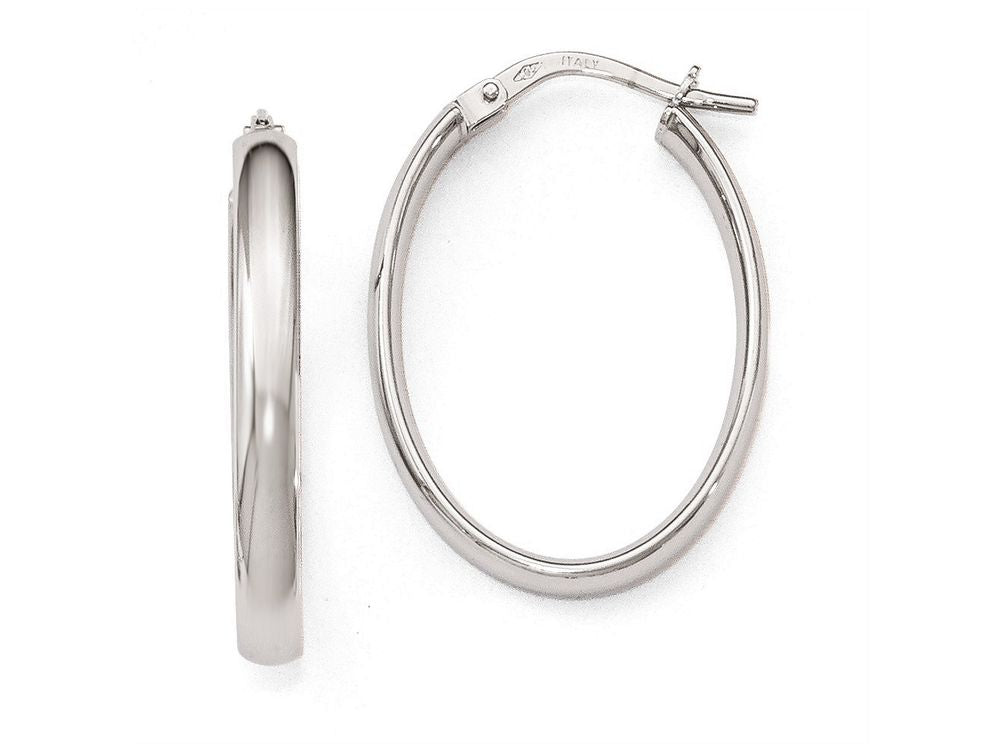 FJC Finejewelers 14k White Gold Polished Oval Hoop Earrings