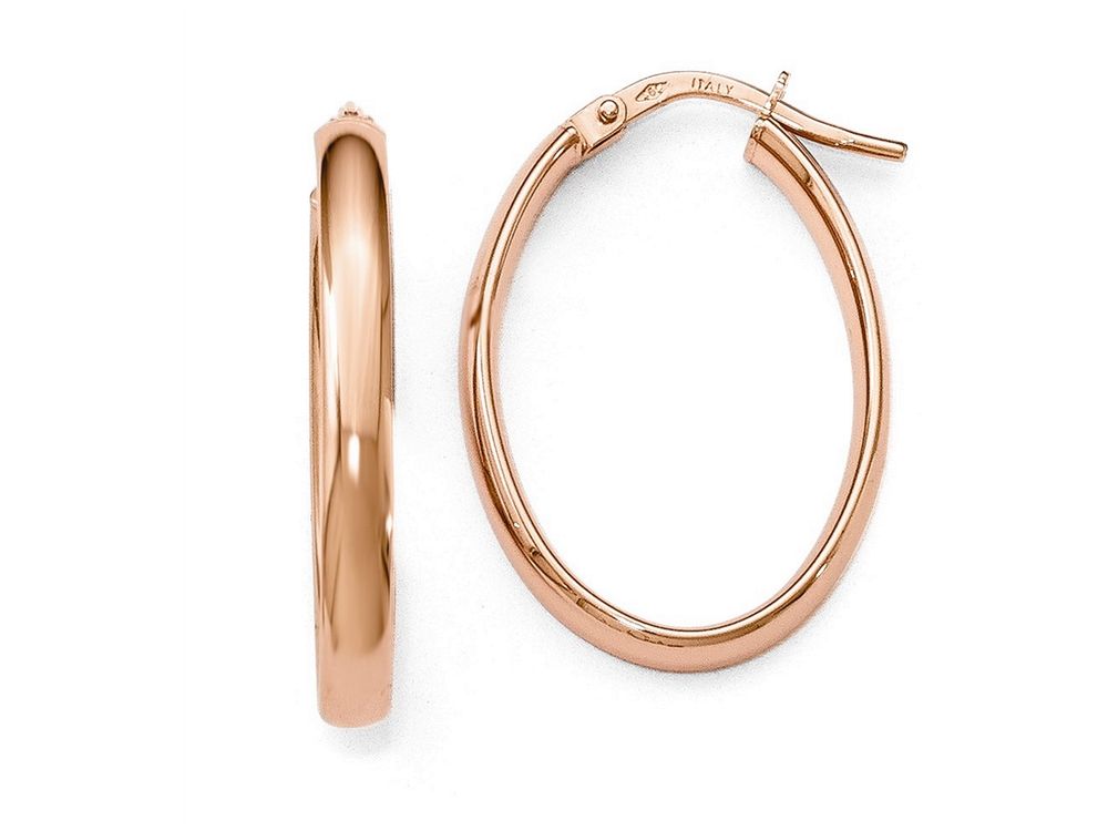 FJC Finejewelers 14k Rose Gold Polished Oval Hoop Earrings