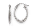 FJC Finejewelers 14k White Gold Polished Textured Oval Hoop Earrings