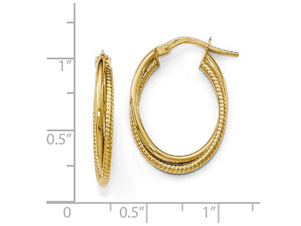 FJC Finejewelers 14k Gold Polished Textured Oval Hoop Earrings