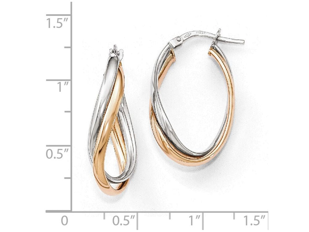 FJC Finejewelers 14k Rose And White Gold Polished Fancy Hoop Earrings