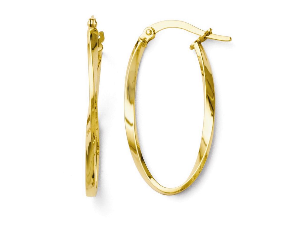 FJC Finejewelers 14k Yellow Gold Twisted Oval Hoop Earrings