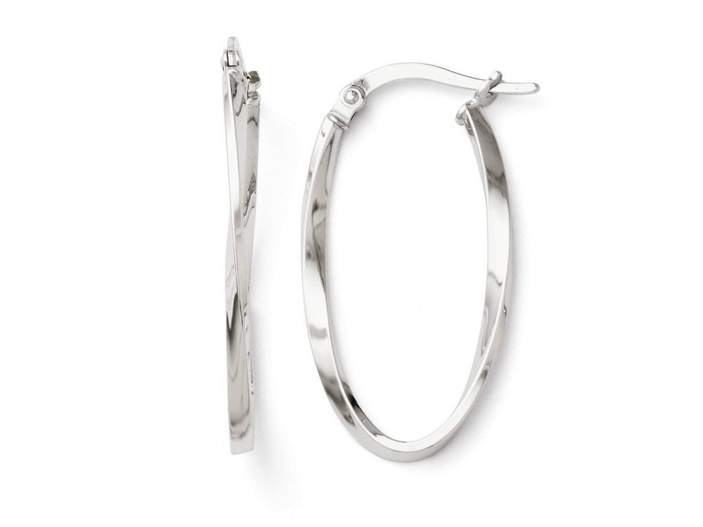 FJC Finejewelers 14k White Gold Twisted Oval Hoop Earrings