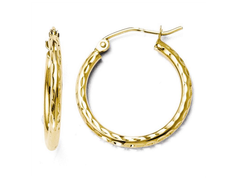 FJC Finejewelers 14k Yellow Gold Bright Cut Hinged Hoop Earrings