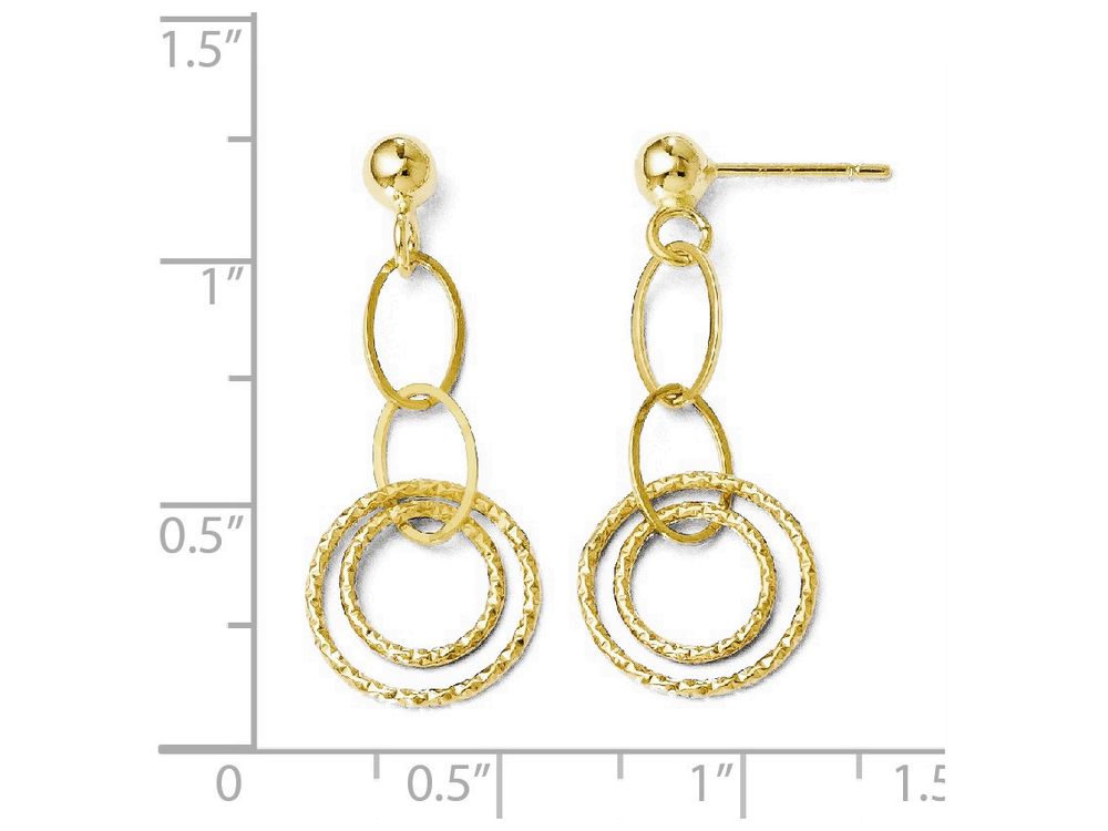 FJC Finejewelers 14k Yellow Gold Polished And Textured Post Dangle Earrings