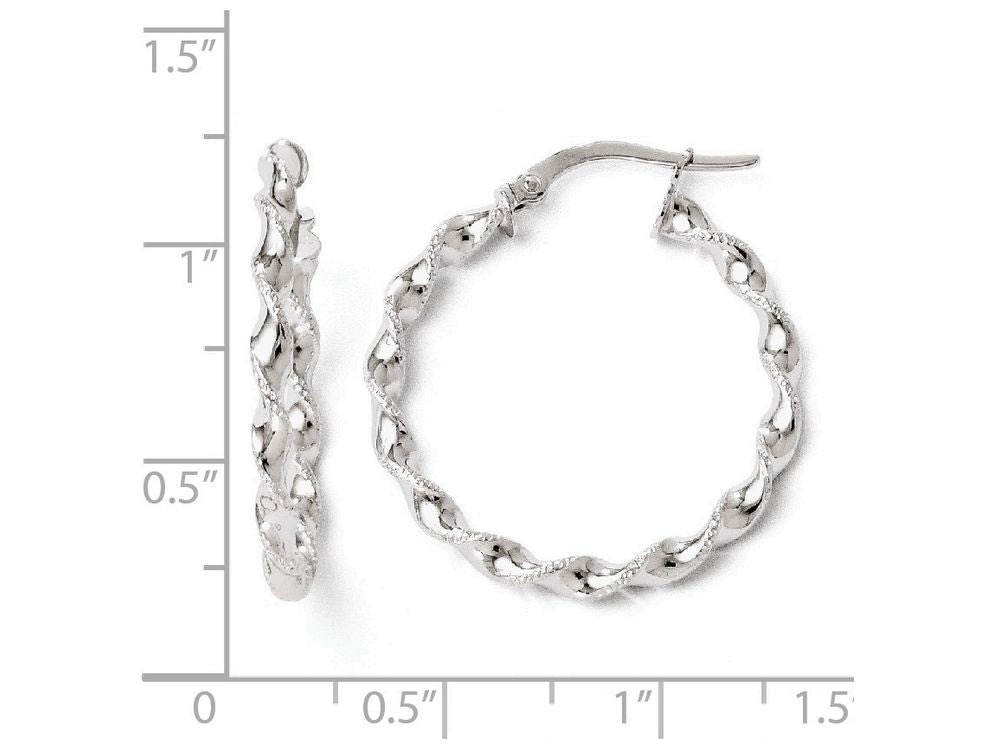 FJC Finejewelers 14k White Gold Twisted Hoop Earrings