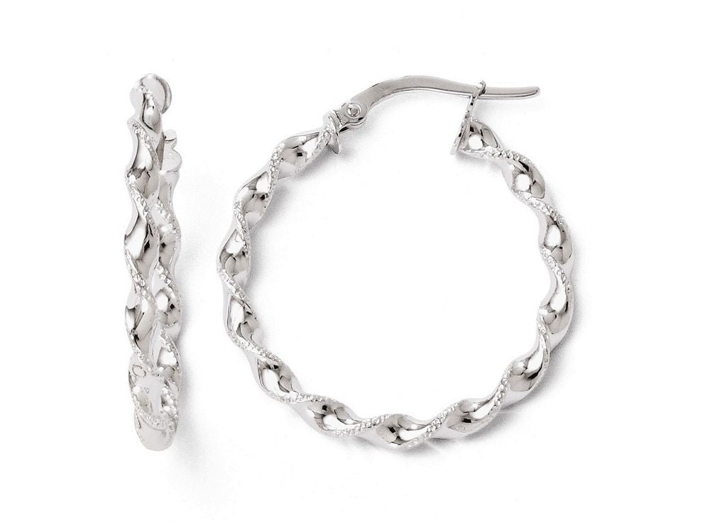 FJC Finejewelers 14k White Gold Twisted Hoop Earrings
