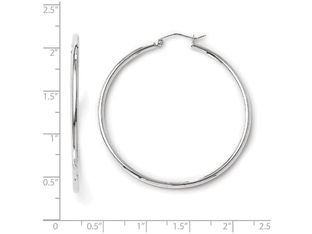 FJC Finejewelers 14k White Gold Polished 2mm Hoop Earrings
