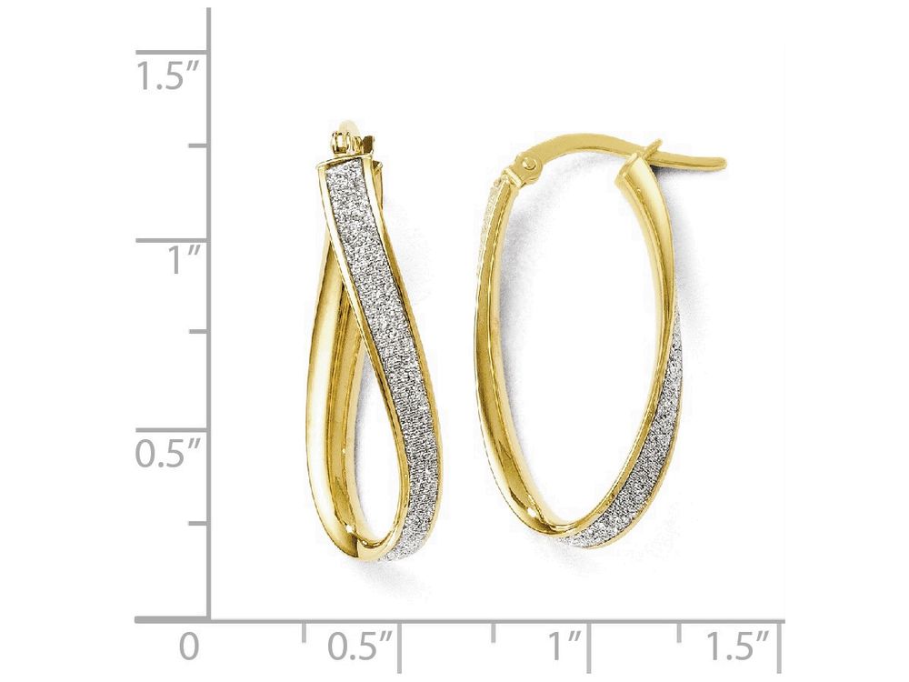FJC Finejewelers 14k Yellow Gold Polished Glimmer Infused Oval Twist Hoop Earrings