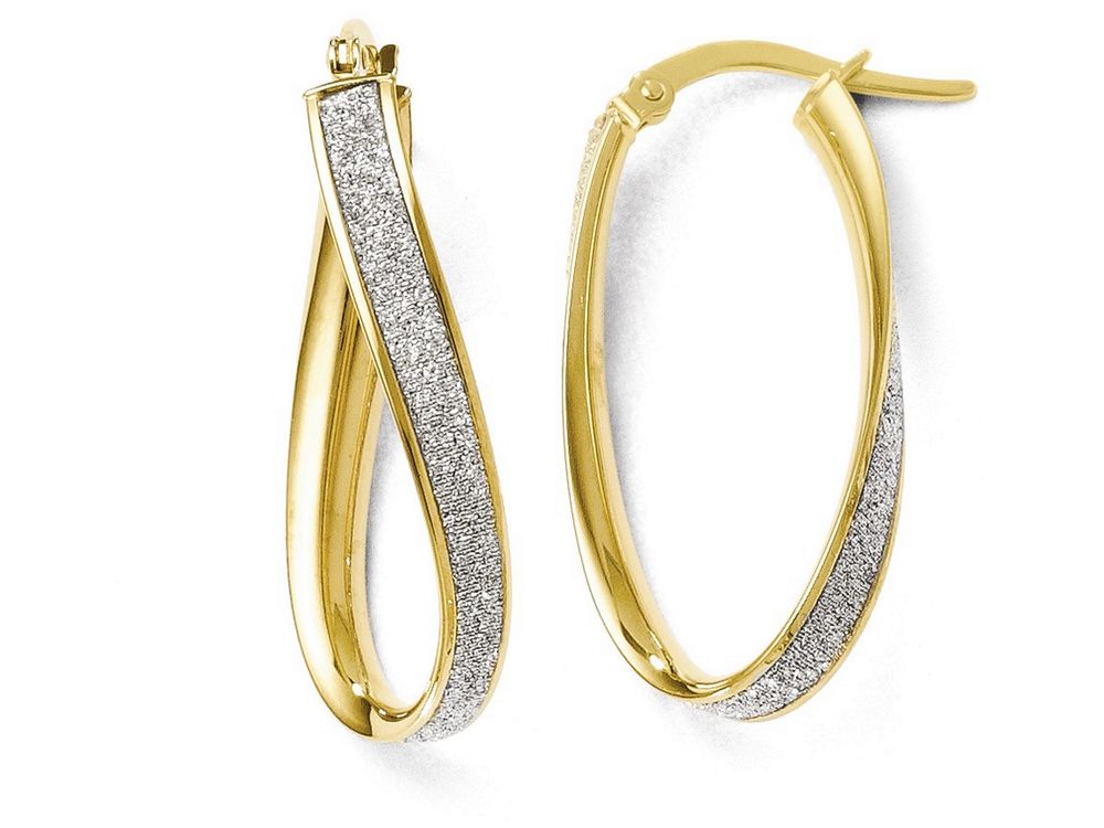 FJC Finejewelers 14k Yellow Gold Polished Glimmer Infused Oval Twist Hoop Earrings