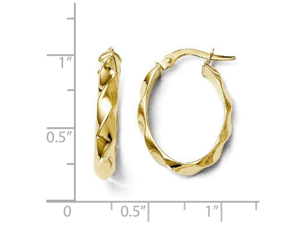 FJC Finejewelers 14k Yellow Gold Polished And Twisted Oval Hoop Earrings