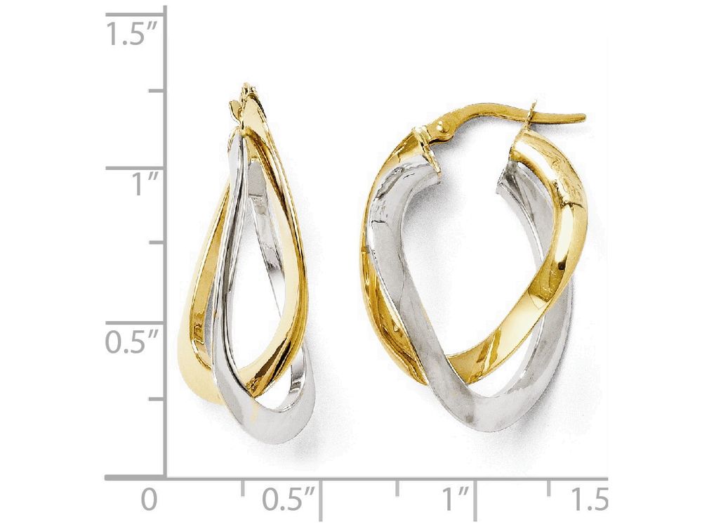FJC Finejewelers 14 kt Two Tone Gold Polished Twisted Double Hoop Earrings