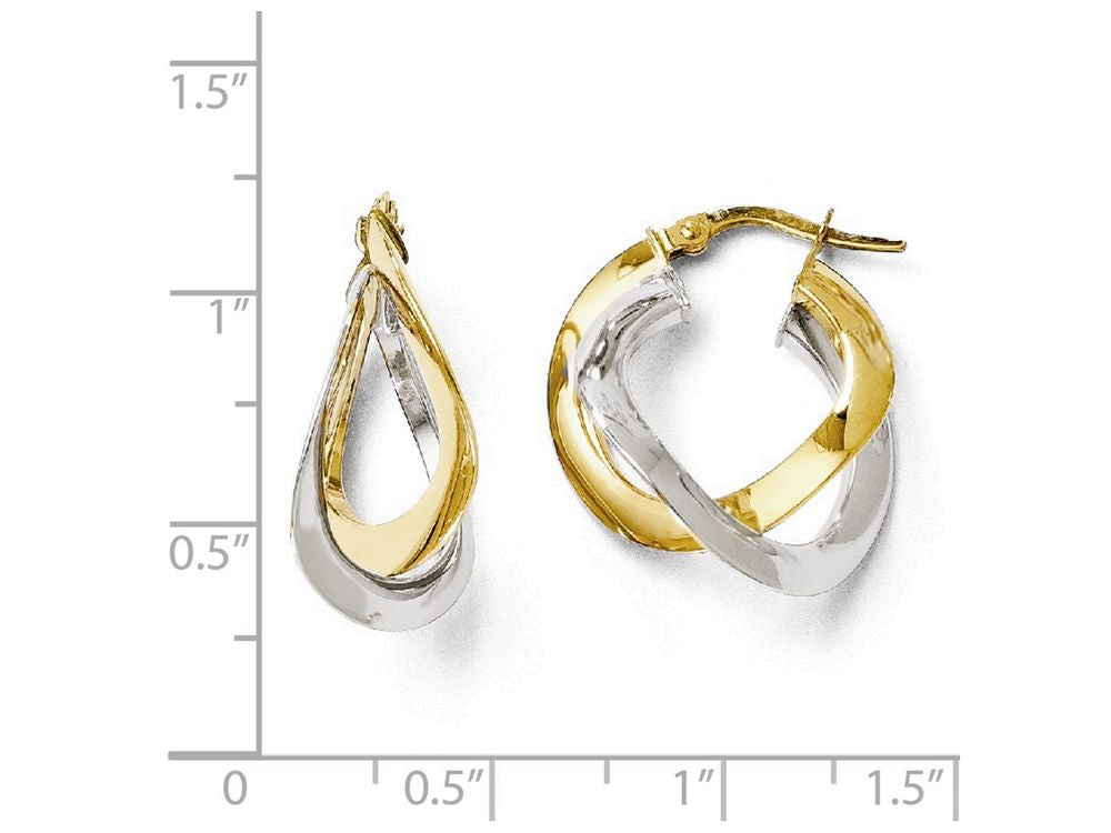 FJC Finejewelers 14 kt Two Tone Gold Polished Twisted Double Hoop Earrings