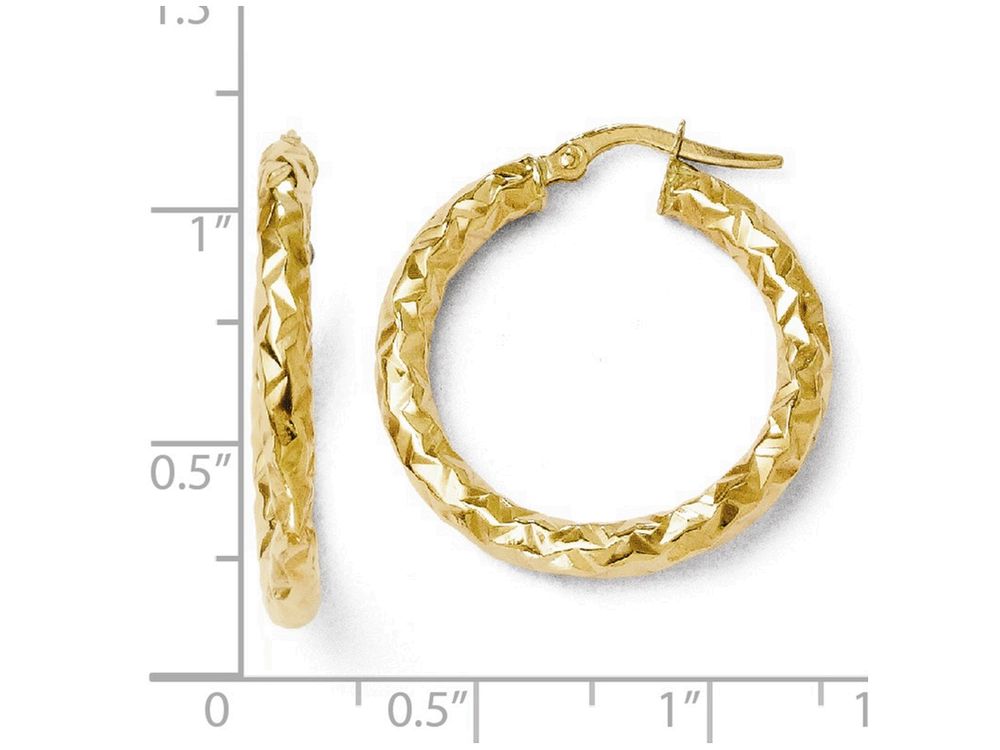 FJC Finejewelers 14k Yellow Gold Foreverlite Polished And Textured Hoop Earrings