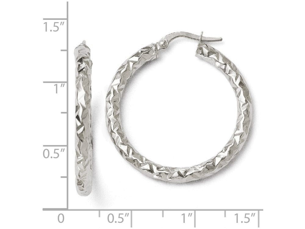 FJC Finejewelers 14k Foreverlite White Gold Polished And Textured Earrings