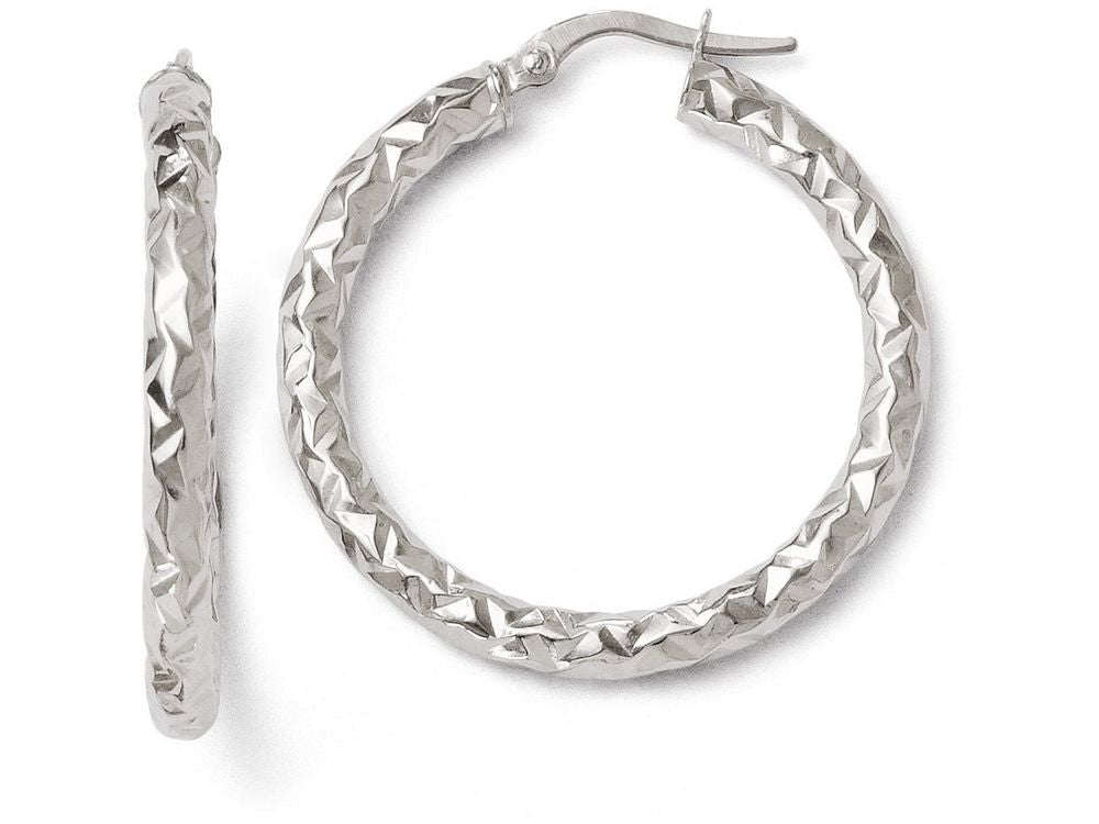 FJC Finejewelers 14k Foreverlite White Gold Polished And Textured Earrings
