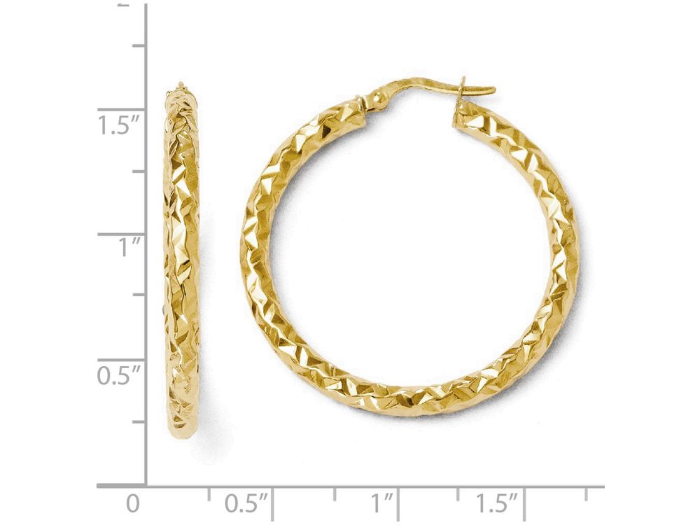 FJC Finejewelers 14k Yellow Gold Foreverlite Polished And Textured Hoop Earrings