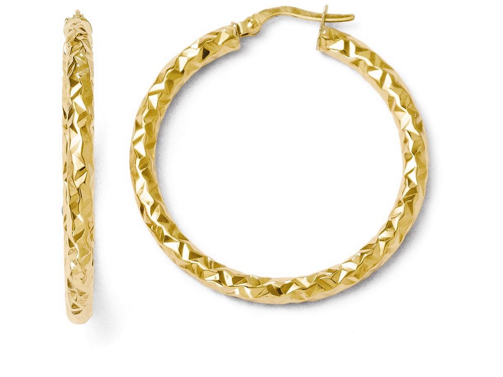 FJC Finejewelers 14k Yellow Gold Foreverlite Polished And Textured Hoop Earrings