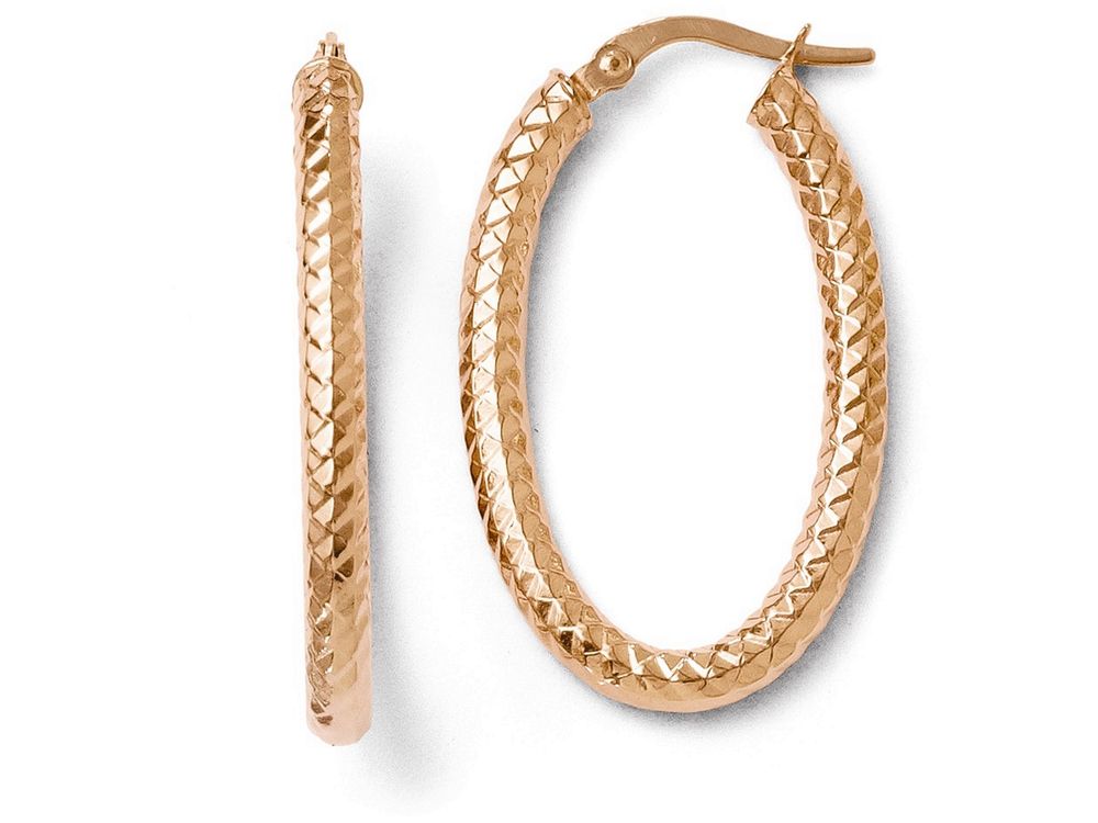 FJC Finejewelers 14k Foreverlite Rose Gold Polished And Textured Earrings