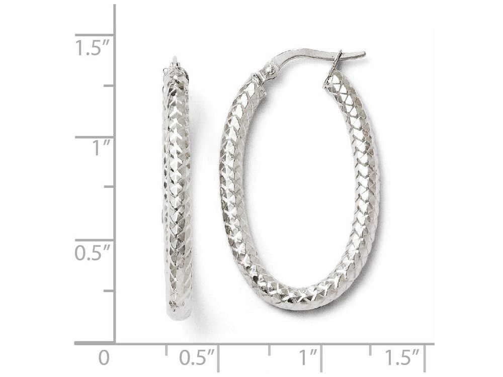FJC Finejewelers 14k Foreverlite White Gold Polished And Textured Earrings