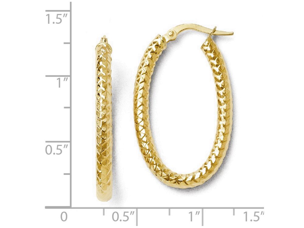 FJC Finejewelers 14k Yellow Gold Foreverlite Polished And Textured Oval Hoop Earrings