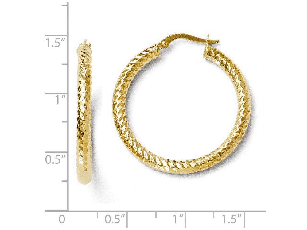 FJC Finejewelers 14k Yellow Gold Foreverlite Polished And Textured Hoop Earrings