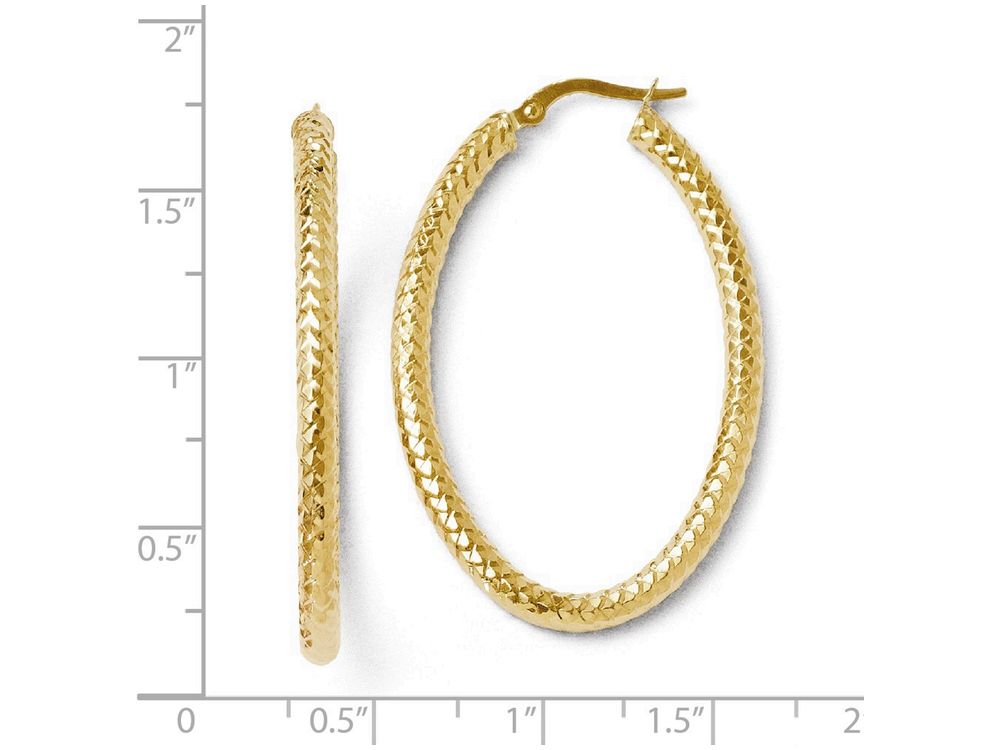 FJC Finejewelers 14k Yellow Gold Foreverlite Polished And Textured Oval Hoop Earrings