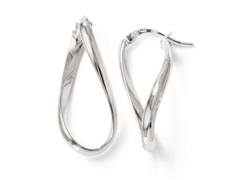 FJC Finejewelers 14k White Gold Polished Oval Twisted Hoop Earrings