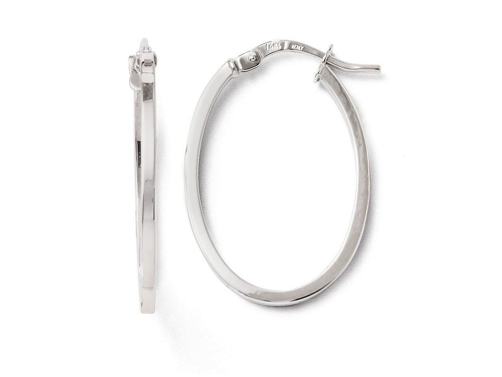 FJC Finejewelers 14k White Gold Polished Oval Hoop Earrings