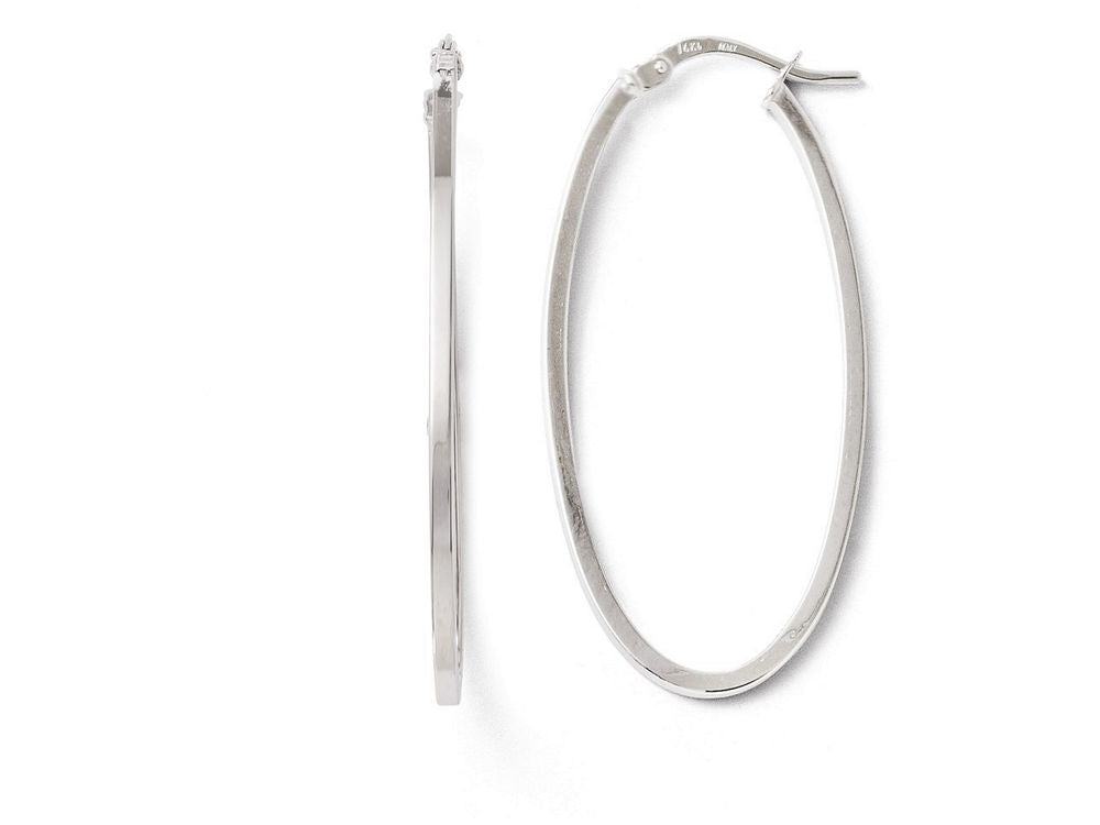 FJC Finejewelers 14k White Gold Polished Oval Hoop Earrings