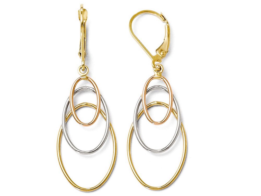 FJC Finejewelers 14 kt Tri Color Gold Dangle Leverback Earrings