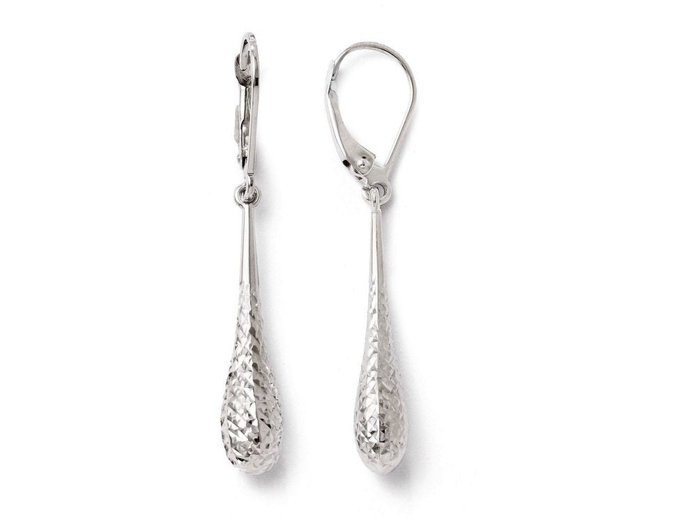 FJC Finejewelers 14k White Gold Bright Cut Dangle Leverback Earrings