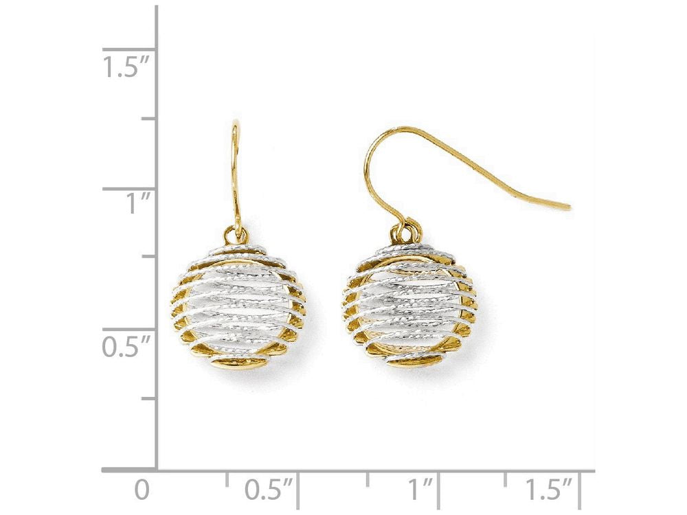 FJC Finejewelers 14 kt Two Tone Gold Wire Wrapped Dangle Shephered Hook Earrings