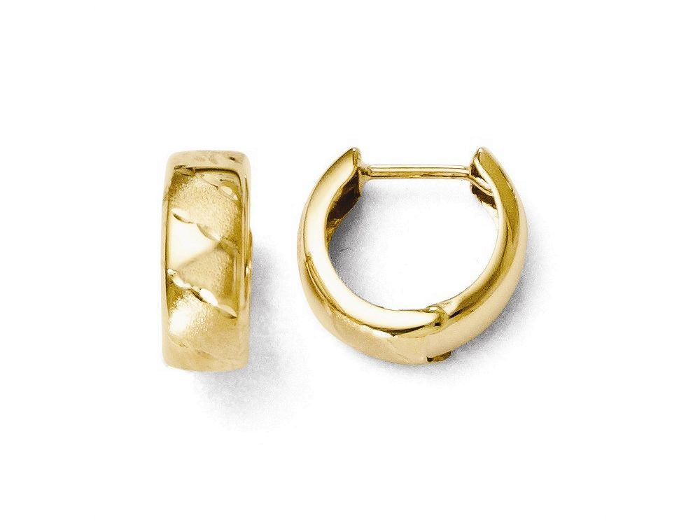 FJC Finejewelers 14k Yellow Gold Polished And Satin Hinged Hoop Earrings