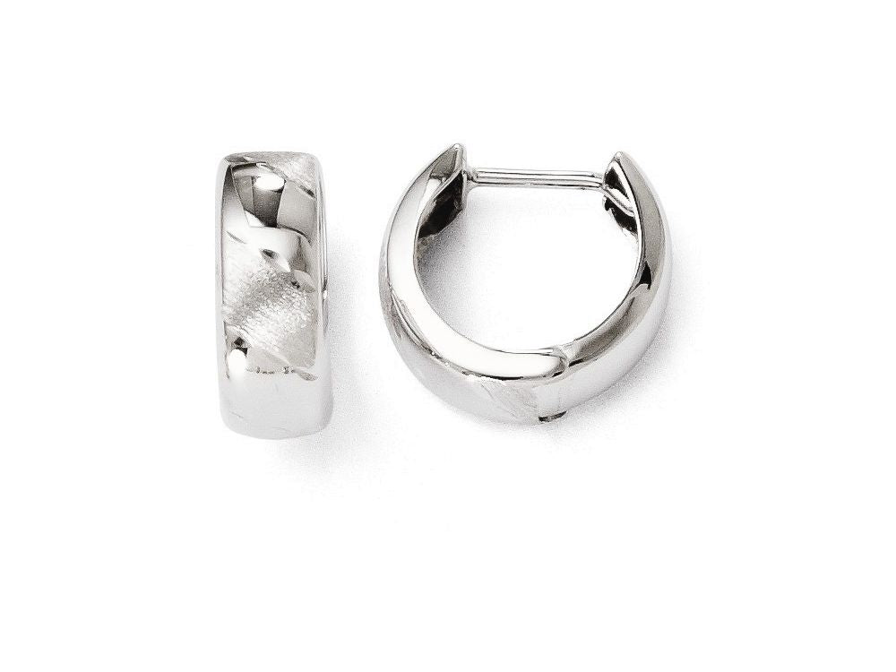 FJC Finejewelers 14k White Gold Polished And Satin Hinged Hoop Earrings