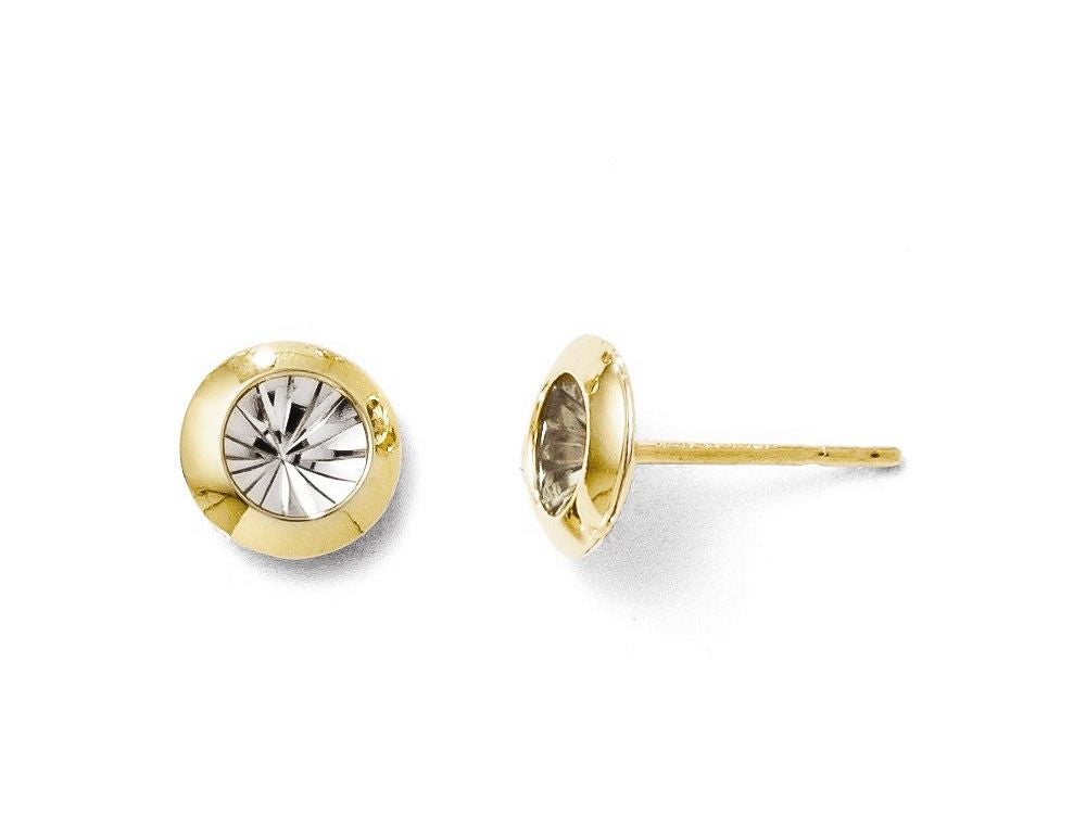 FJC Finejewelers 14 kt Two Tone Gold Rhodium And Polished And Bright Cut Post Earrings
