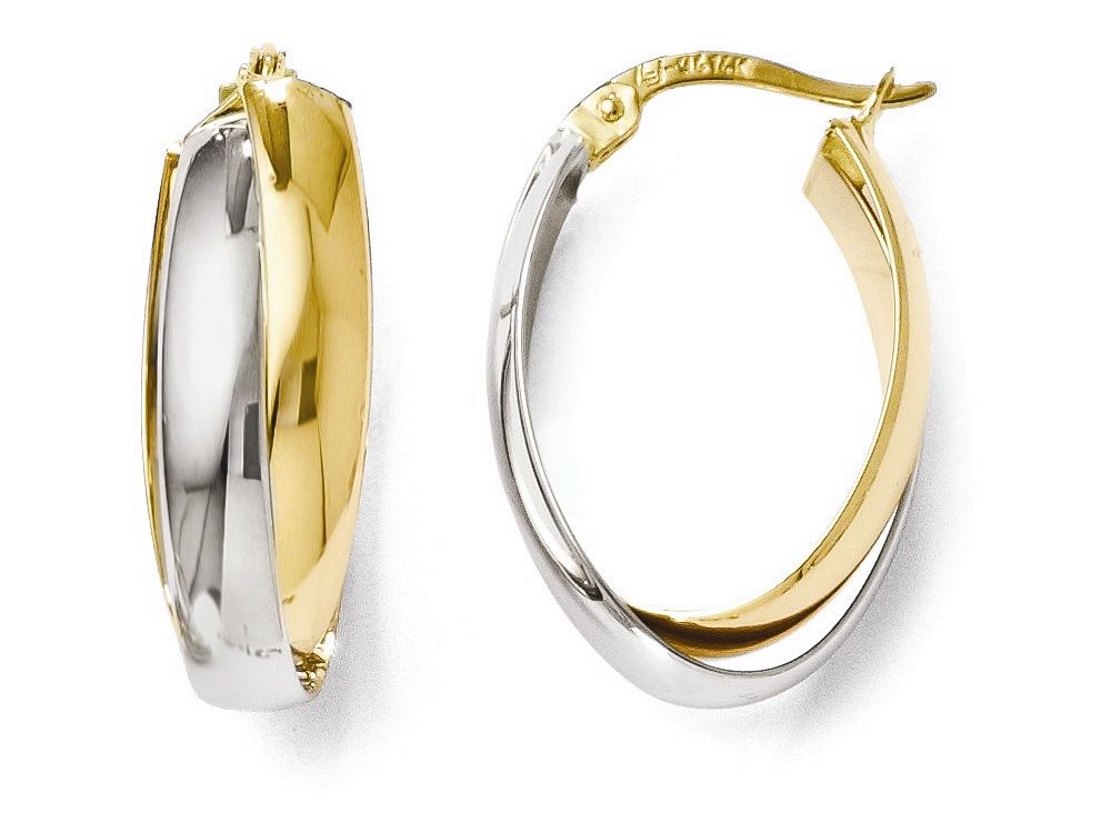FJC Finejewelers 14 kt Two Tone Gold Polished Double Oval Hoop Earrings